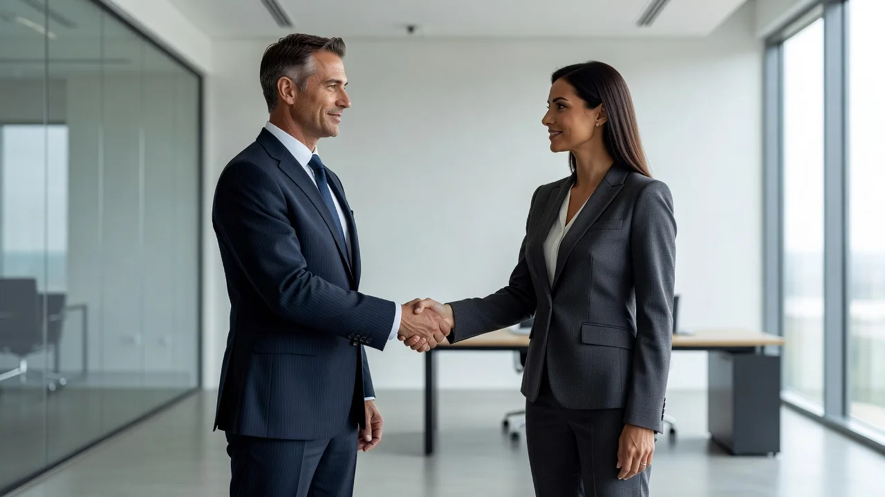 Business handshake sealing an agreement