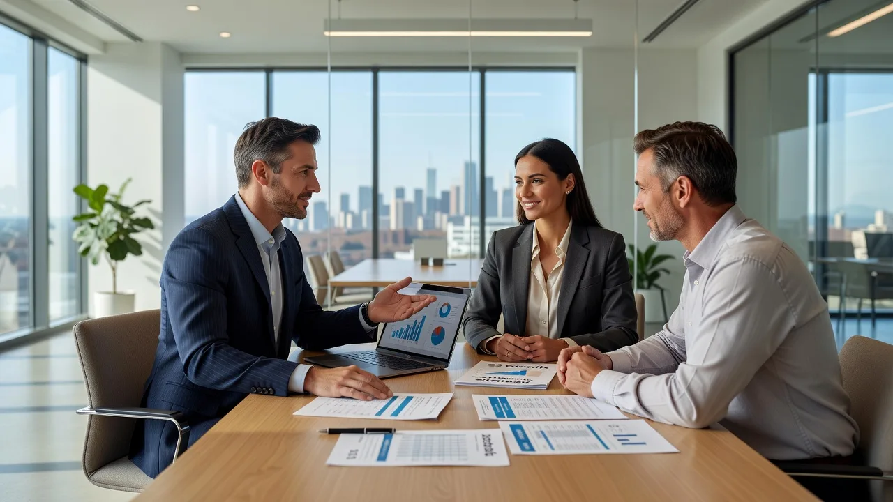 A consultant presenting a proposal to a client