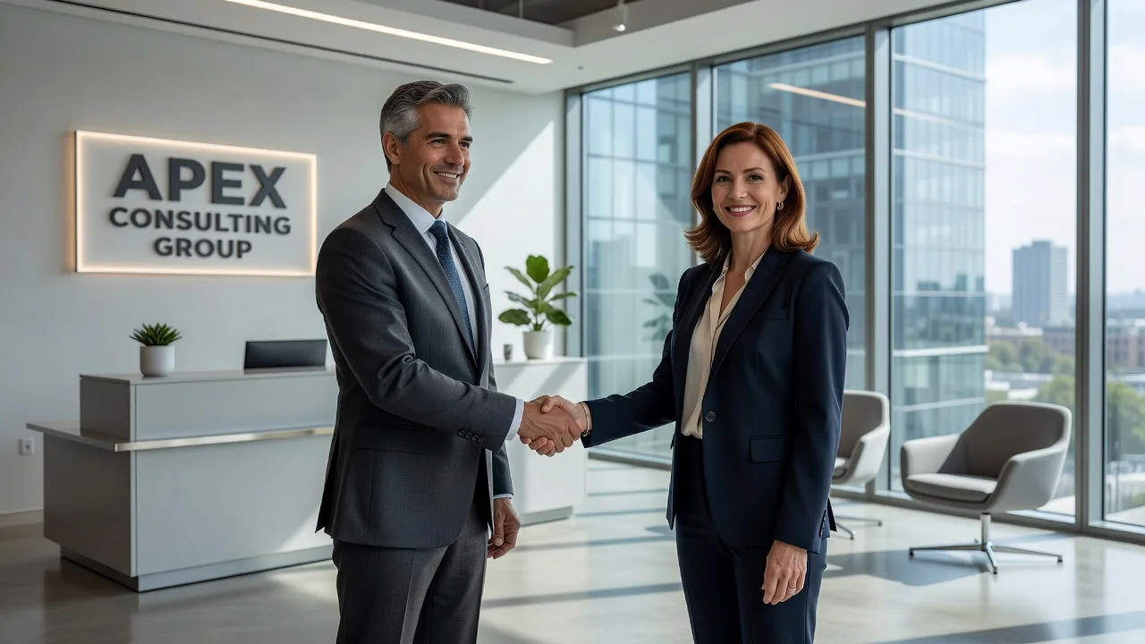 A welcoming handshake with a new client